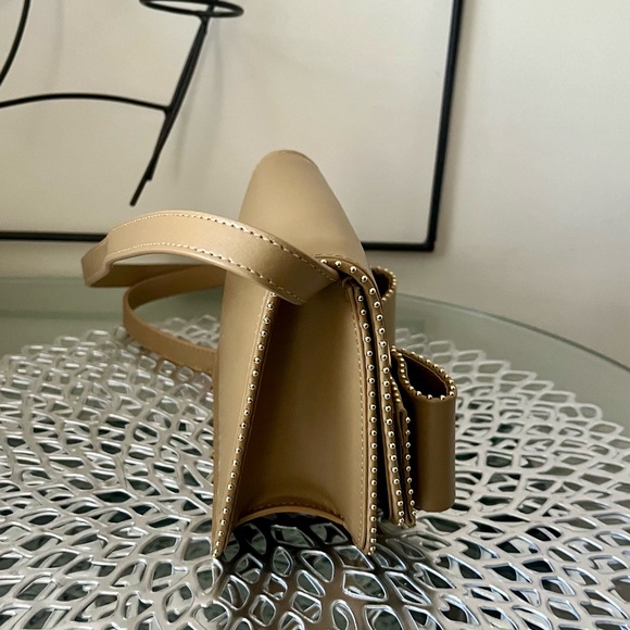 Salvatore Ferragamo Vara Bow Small Leather Crossbody Bag Camel w Gold Accent New - Picture 15 of 16